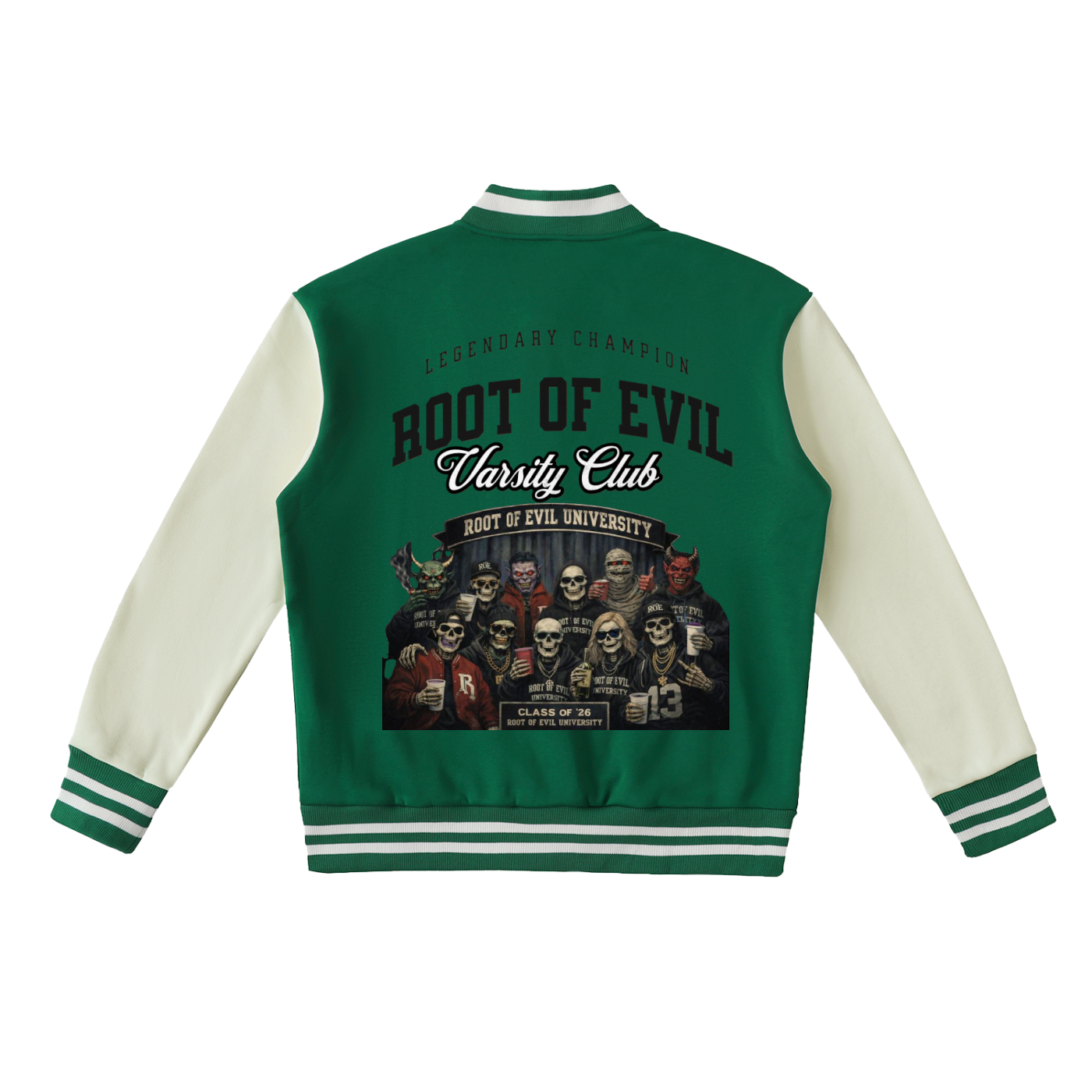 Root of Evil© JACKETZ "UNIVERSITY VARISTY" -Green/White