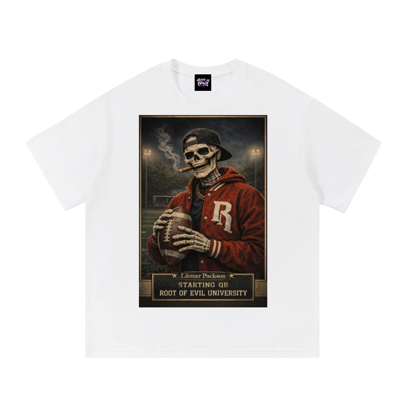 Root of Evil© TEEZ “UNIVERSITY LAMAR PACKSON” -White